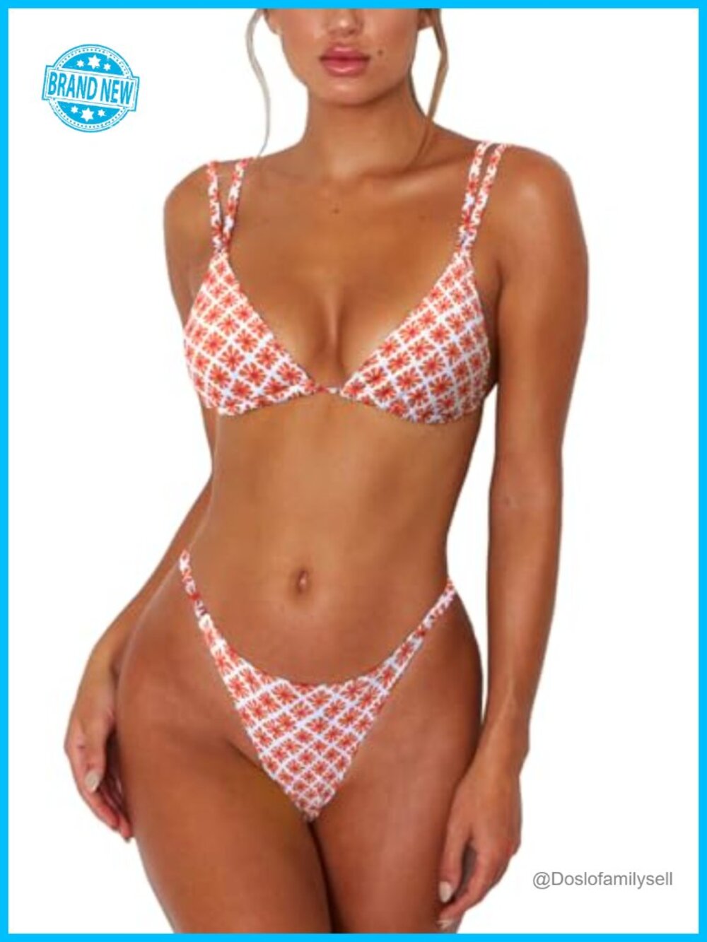 Women's Thong Bikini Set Two Piece Triangle Swimwear Adjustable Straps